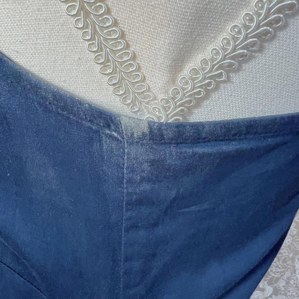 Vintage Anthropologie Odille Navy Blue Rice Paper Garden Dress Midi Dress Size 6