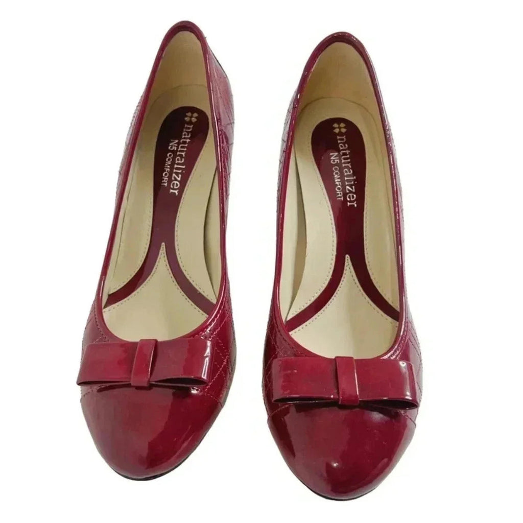 Naturalizer Brazen Red Quilted Patent Leather Heels Pumps Women's Size 5.5