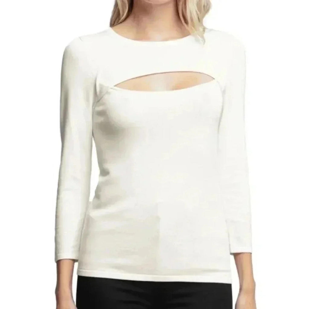 NWT L'Agence Jocelyn Cutout Sweater in Ivory Size S Minimalist Quiet Luxury