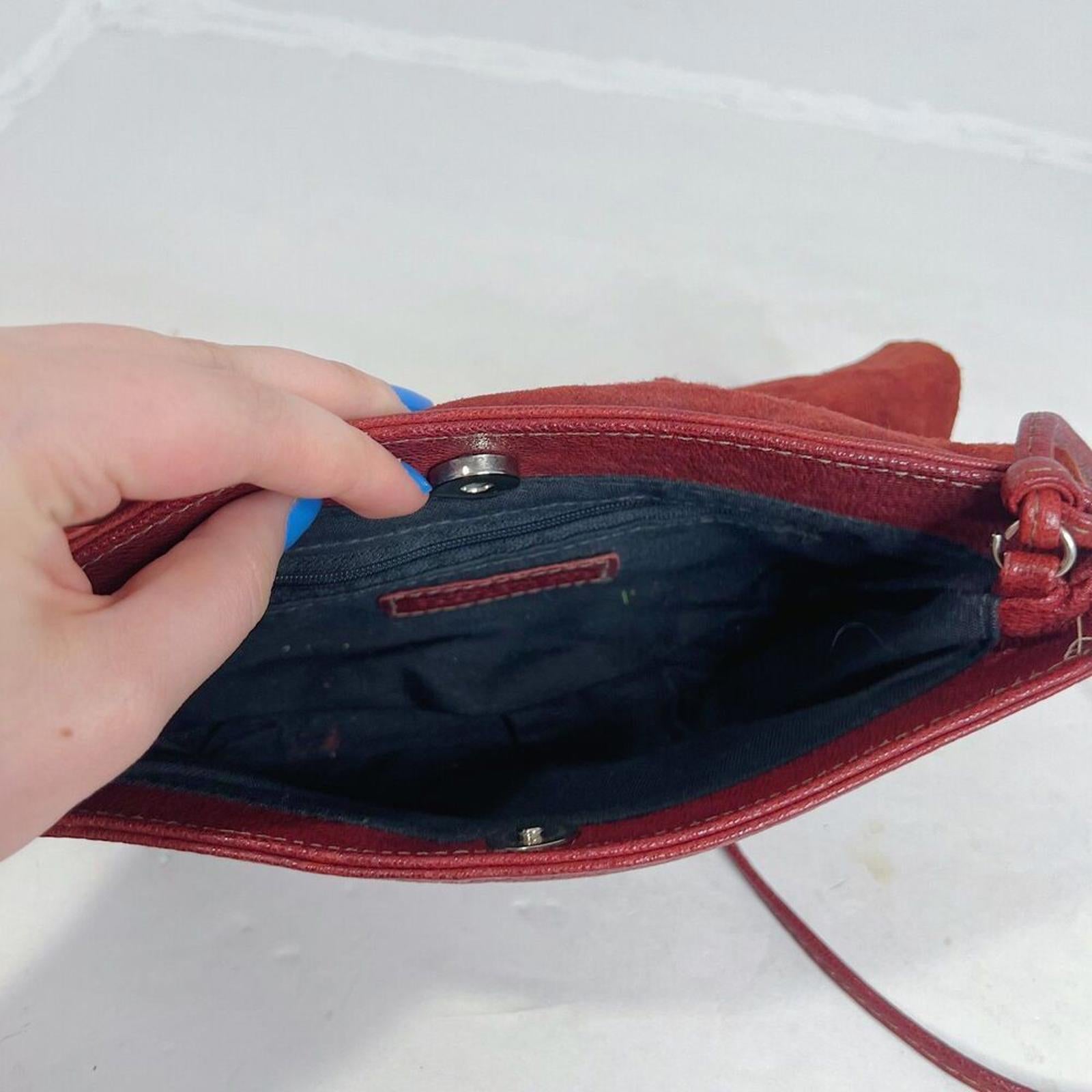RARE Vintage Susan Farber Dark Red Leather Bow Crossbody Bag Purse Coquette