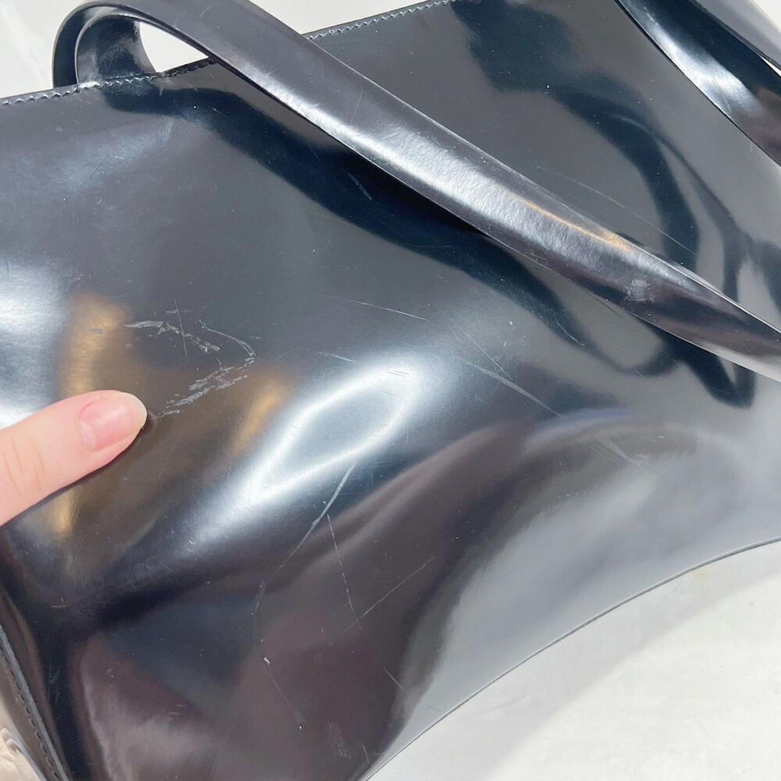Coccinelle Black Patent Leather Shoulder Bag Purse y2k Contemporary Sleek