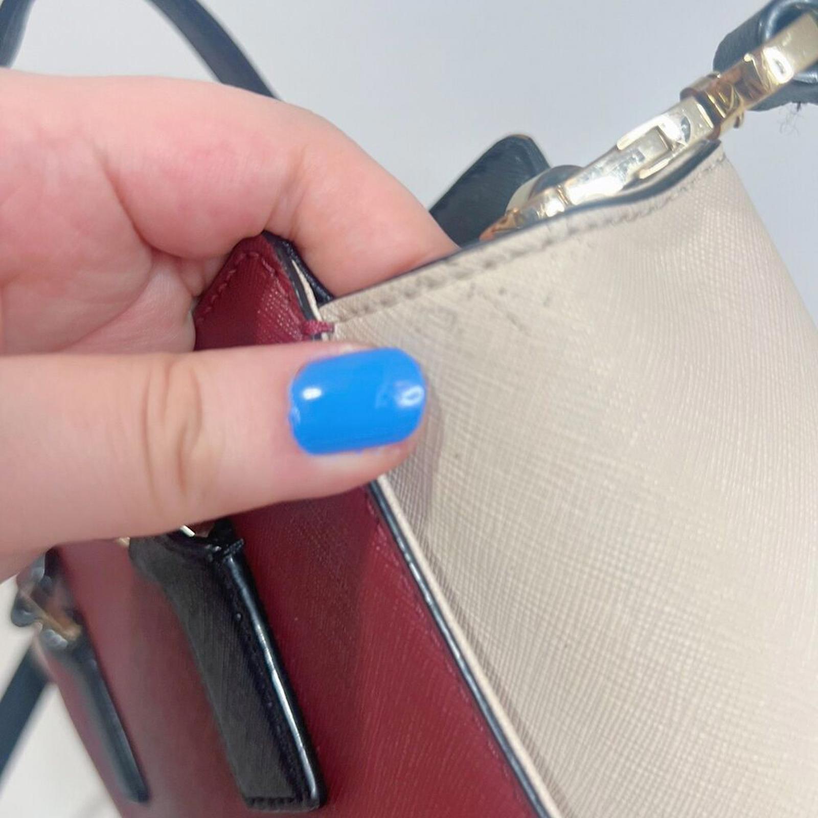 Kate Spade Cameron Street Small Hayden Burgundy Cream Leather Structured Handbag