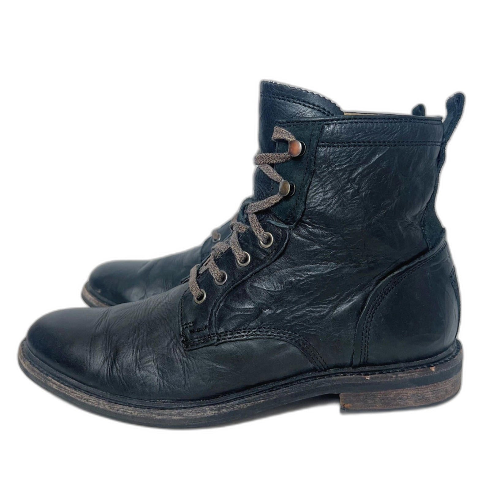 Ugg Men's Selwood Boots Black Leather Combat Boots Lace Up Size 11