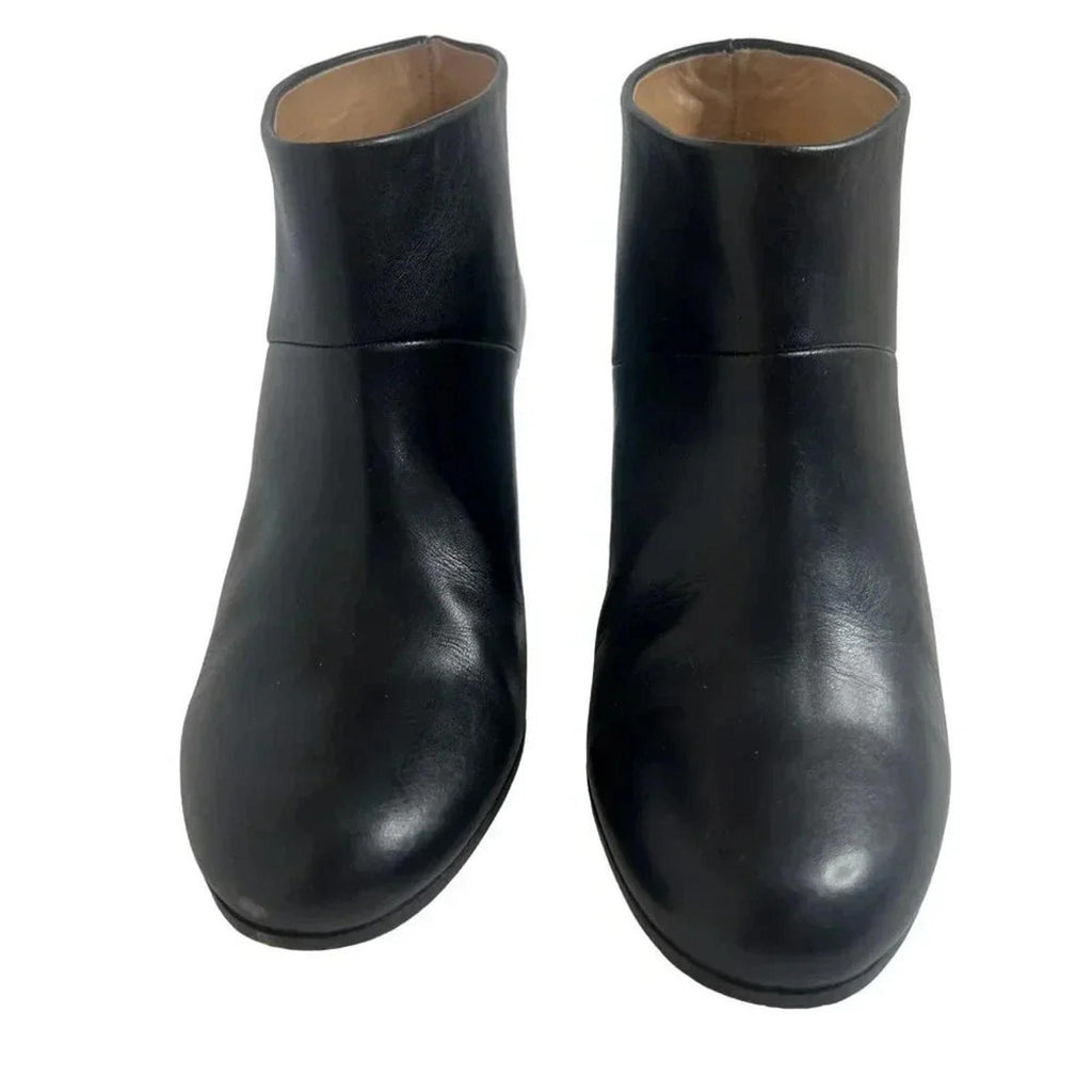 Maison Martin Margiela Paris Black Leather Heeled Booties Size 37 38WU0239