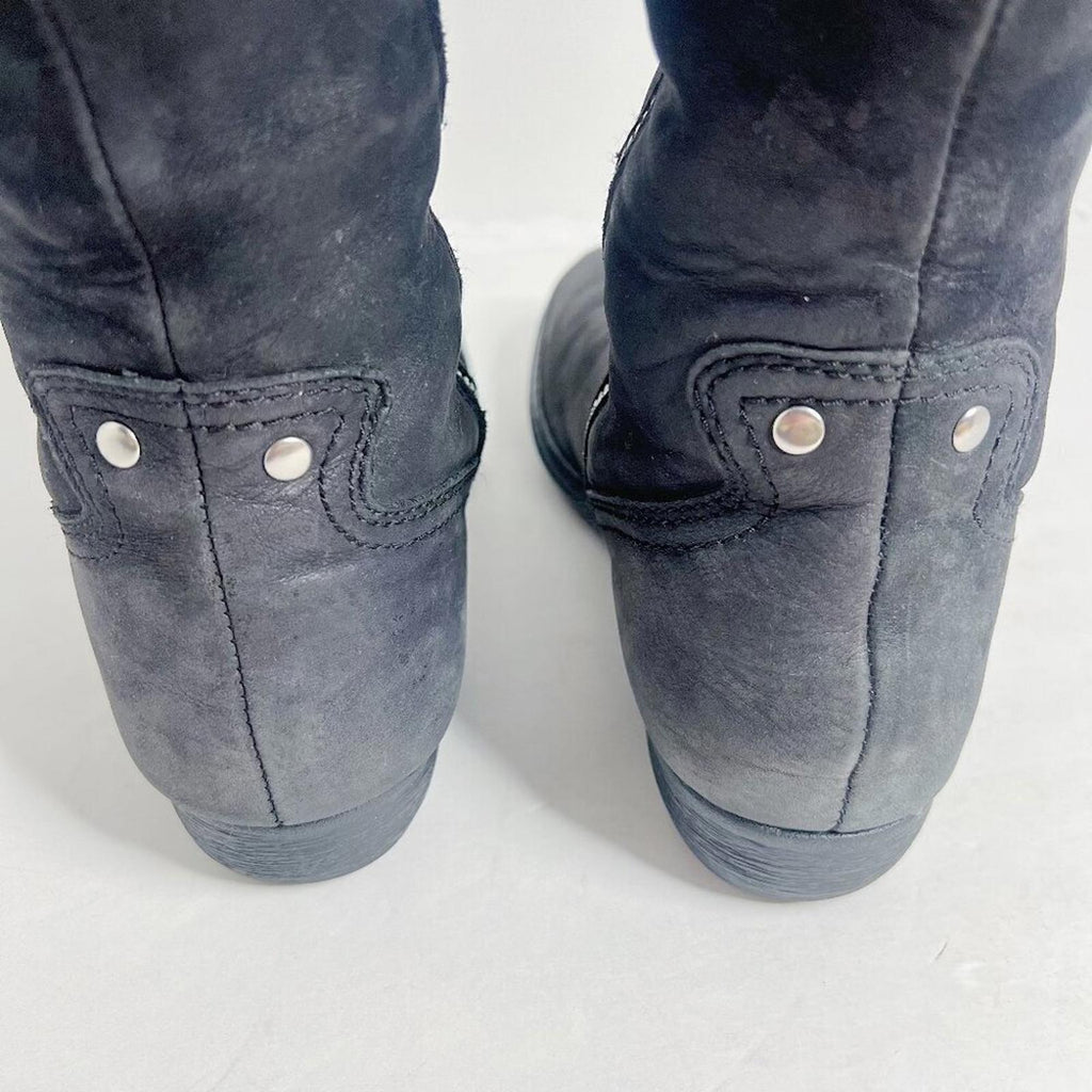Born Grey Suede Knee High Foldover Zip Up Boots Women's Size 6.5