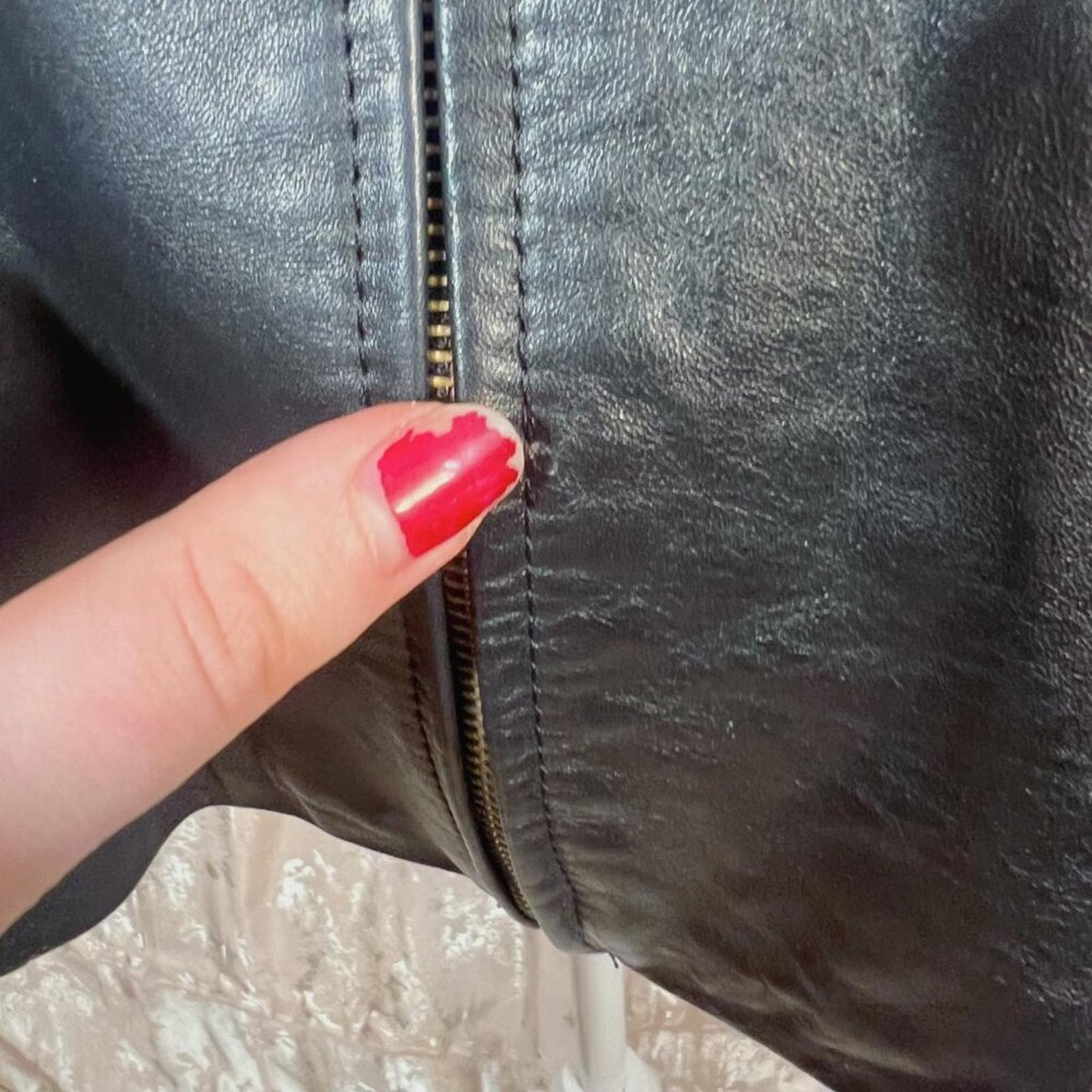 Vintage Argentinian Black Leather Jacket Stitching Details Women's Size XL