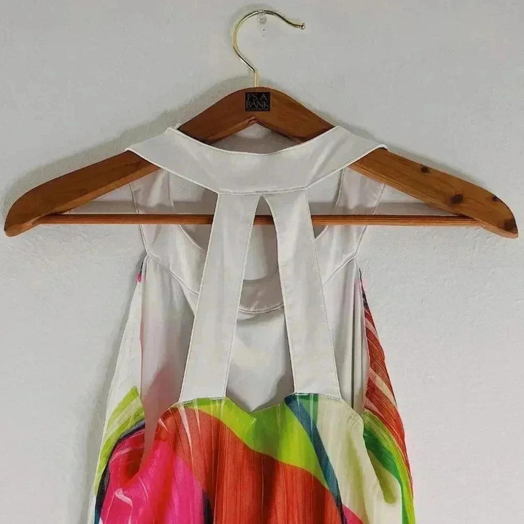Adidas Climacool White Green Pink Geometric Flowy Workout Tank Women's Size S