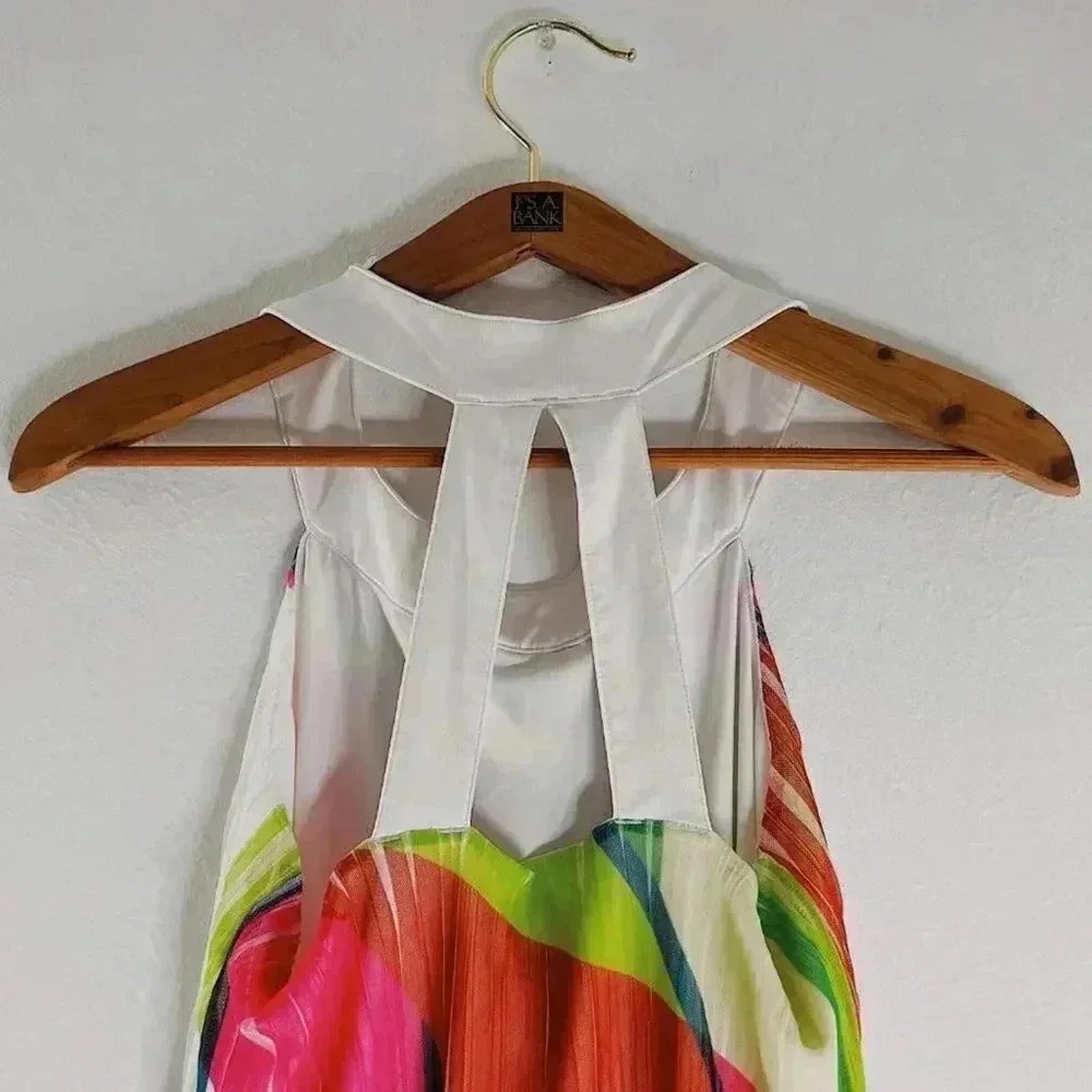 Adidas Climacool White Green Pink Geometric Flowy Workout Tank Women's Size S