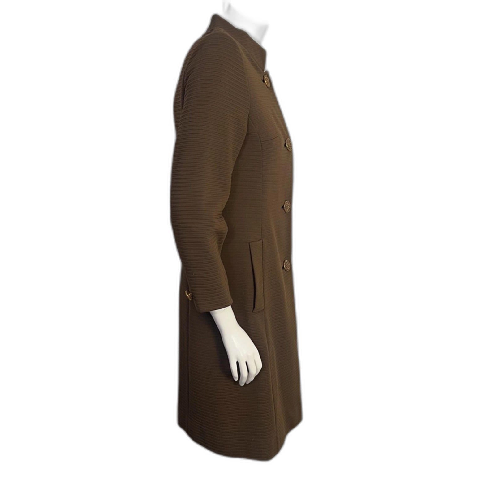 Vintage 1960s Gano Downs Denver Brown Ribbed Jacket Old Money Coat Size 10
