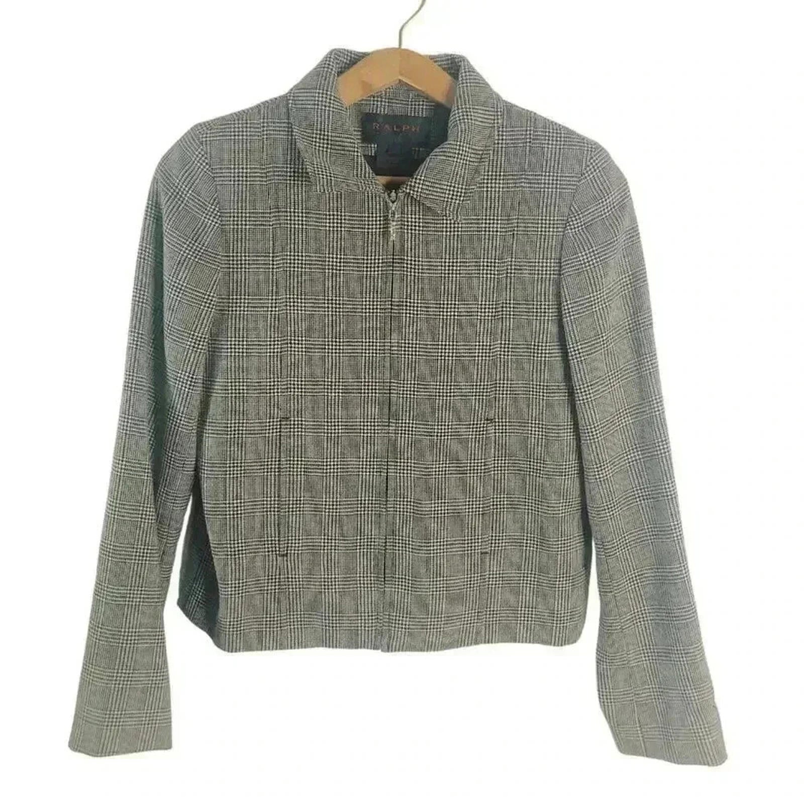 Vintage Ralph Lauren Wool Black and White Houndstooth Jacket Women's Size M