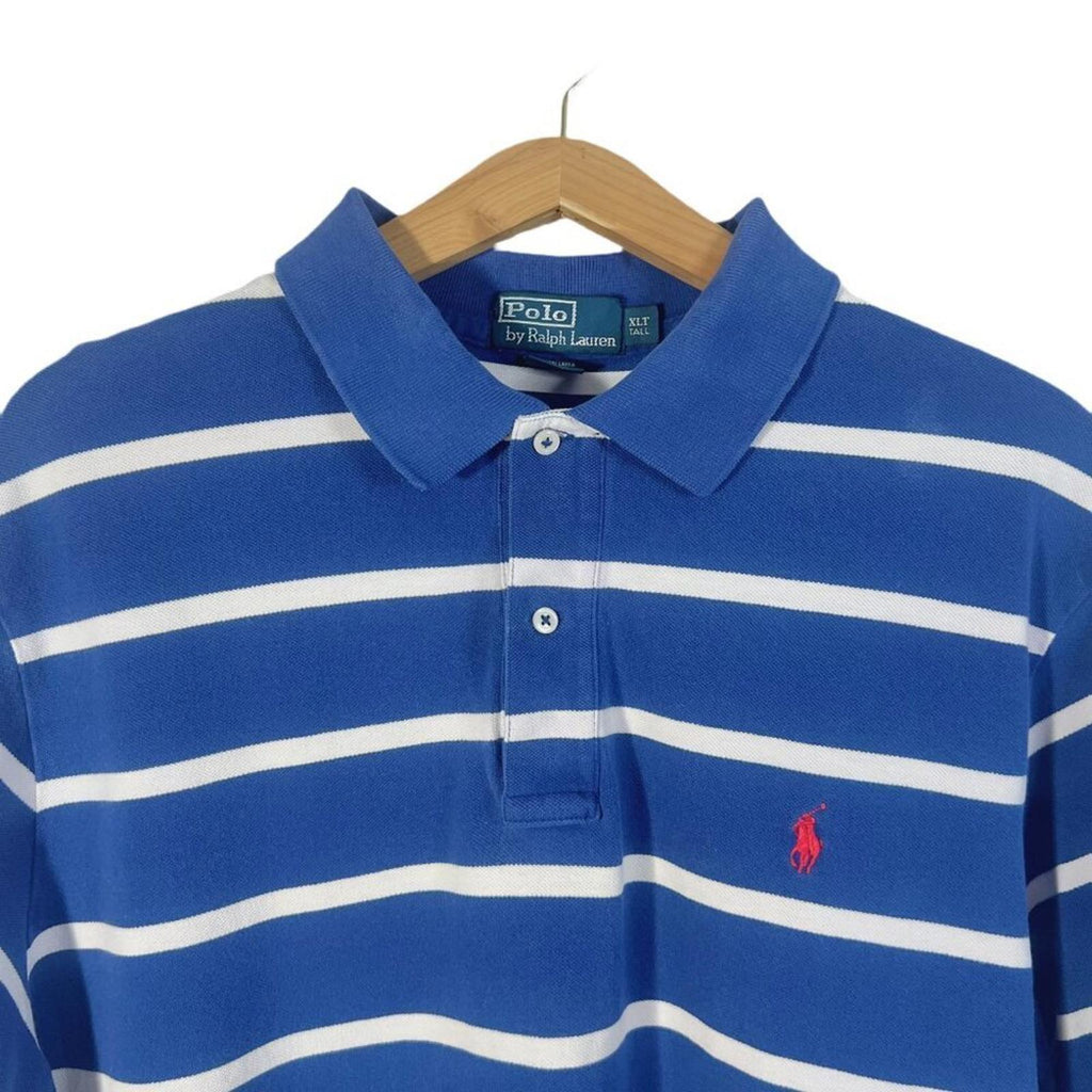 POLO Ralph Lauren Blue White Stripes Polo Shirt Men's Size XLT