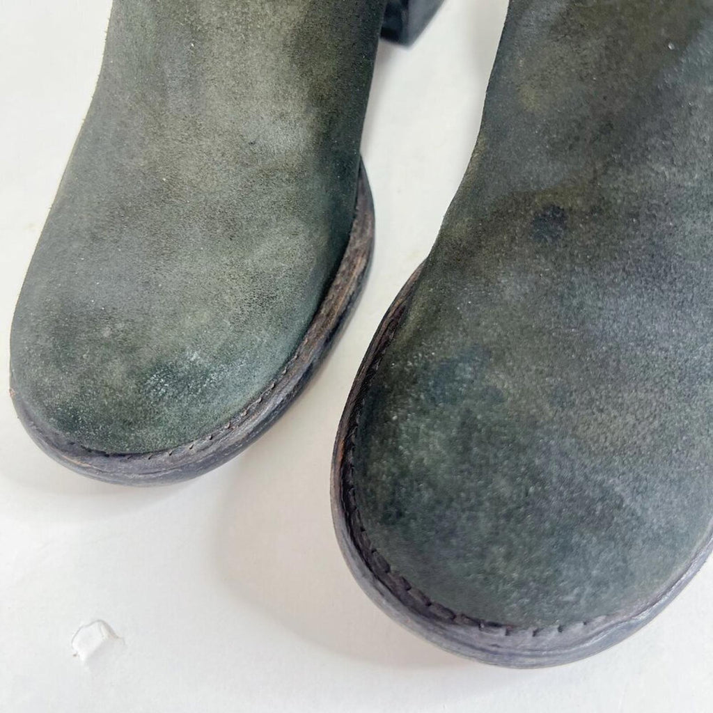 Vera Wang Lavender Cameron Double Buckle Boot Olive Green Suede Size 7 Moto
