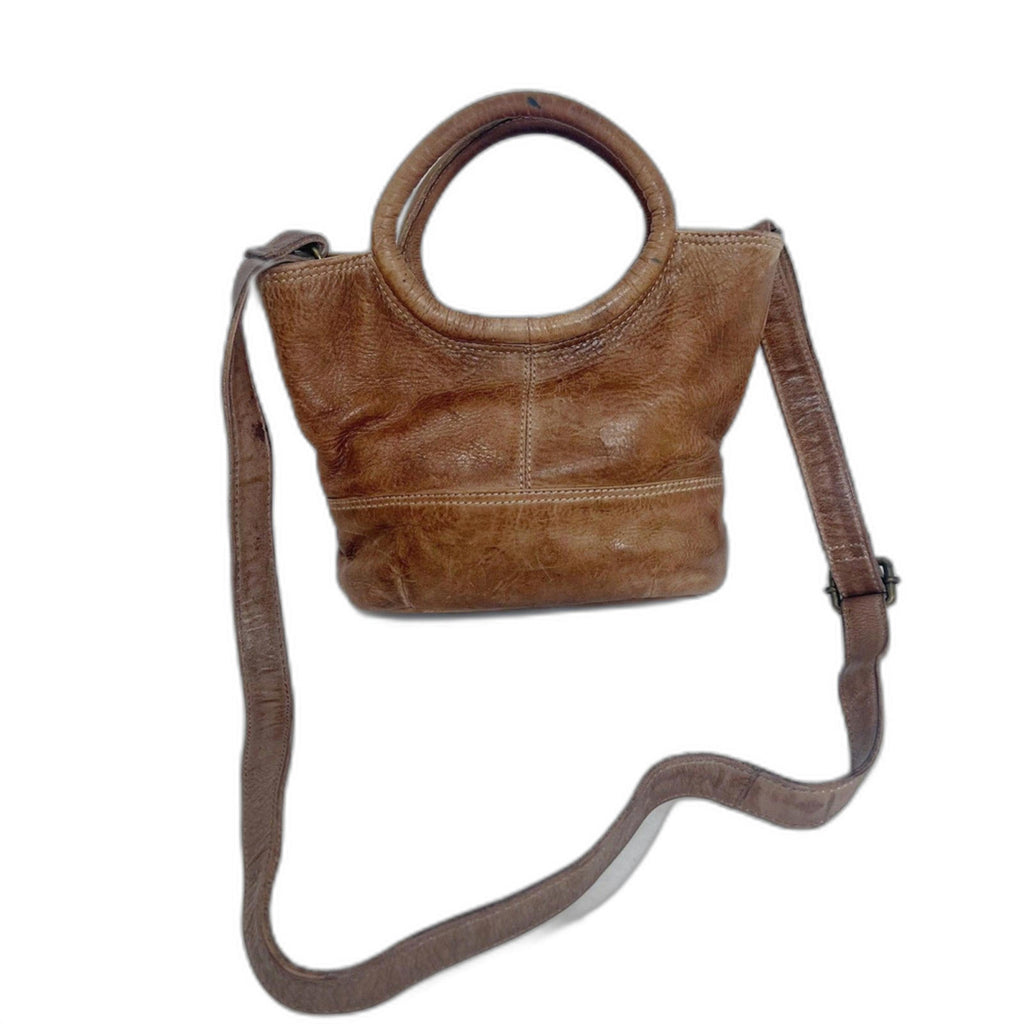 R.P.S. Rock Paper Scissors Brown Leather Distressed Mini Bag Crossbody Purse