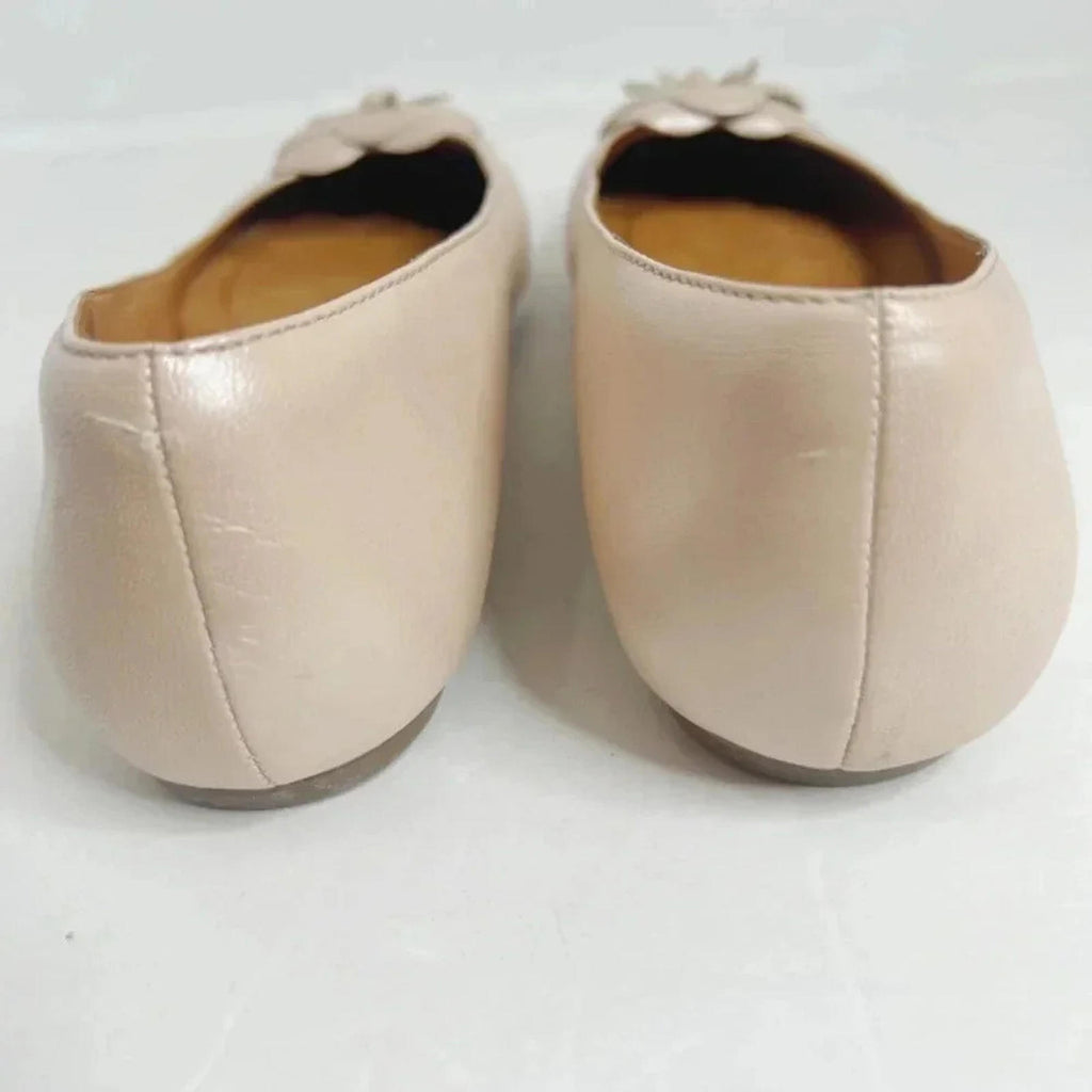 Clarks Women's Aldea Palm Champagne Leather Flower Ballet Flats Size 10