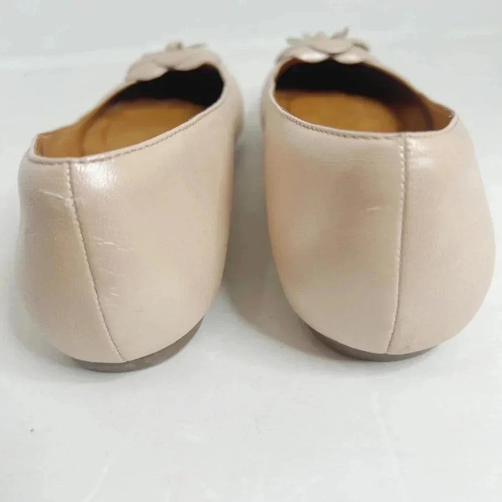 Clarks Women's Aldea Palm Champagne Leather Flower Ballet Flats Size 10