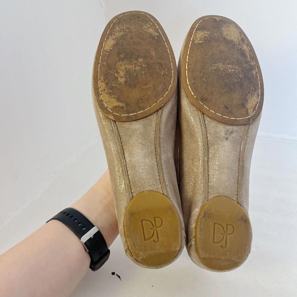 Donald J. Pliner Filo Tan Champagne Metallic Horsebit Loafers Women's Size 10