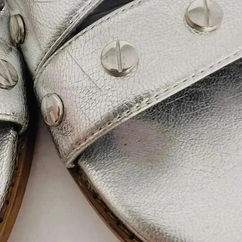 Rebecca Minkoff Silver Leather Studded Strappy Sandals Women's Size 8