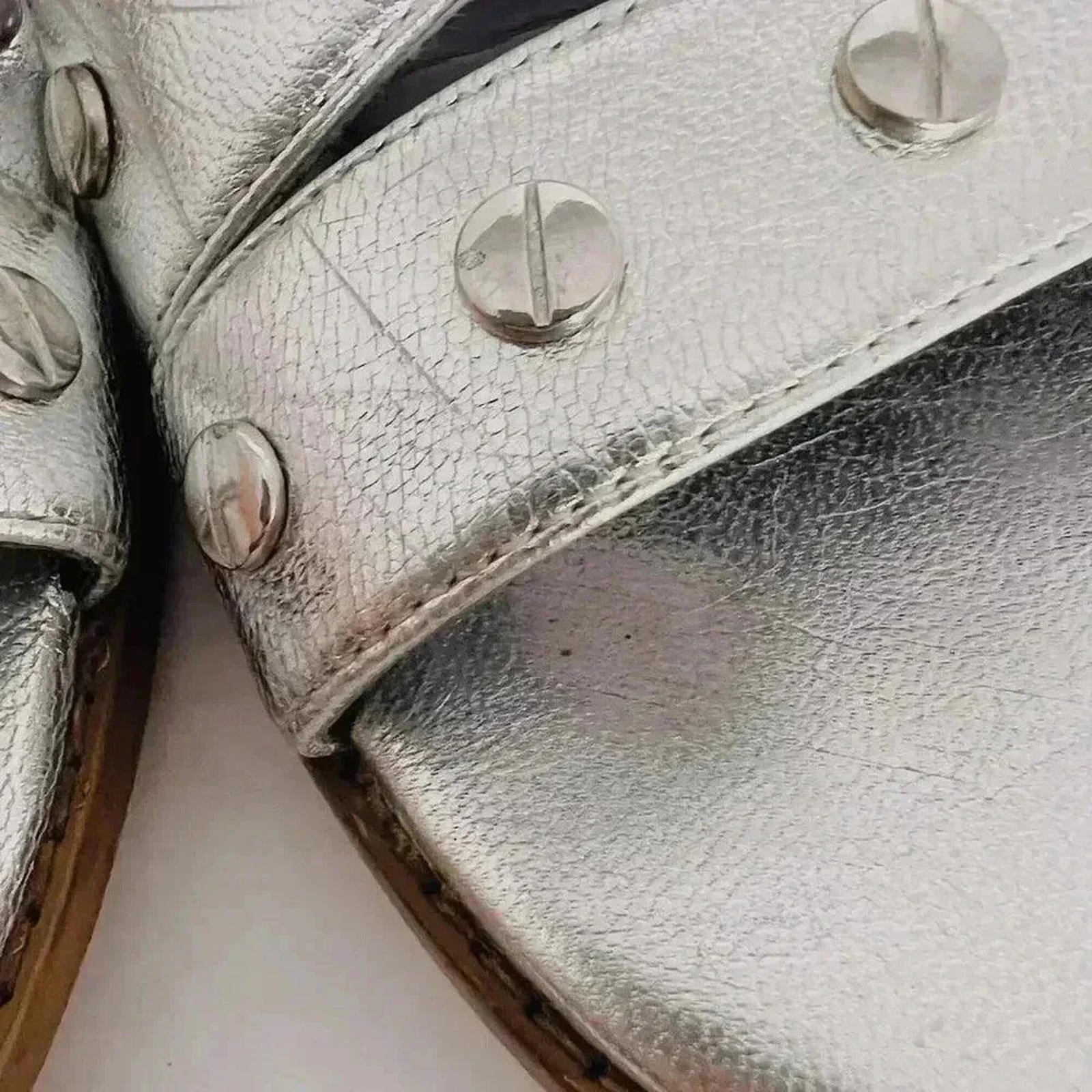 Rebecca Minkoff Silver Leather Studded Strappy Sandals Women's Size 8