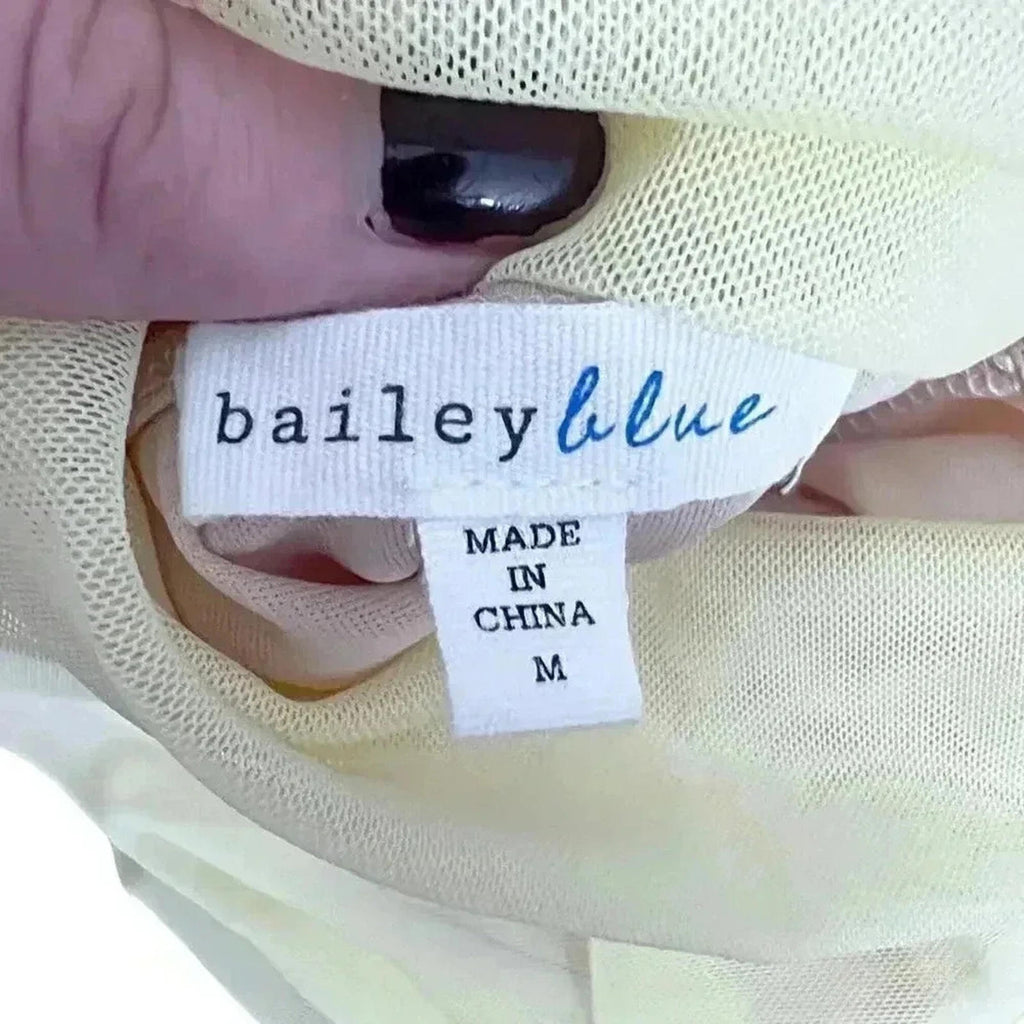 NWT Bailey Blue Yellow Mesh Turtleneck Long Sleeve Dress Women's Size M