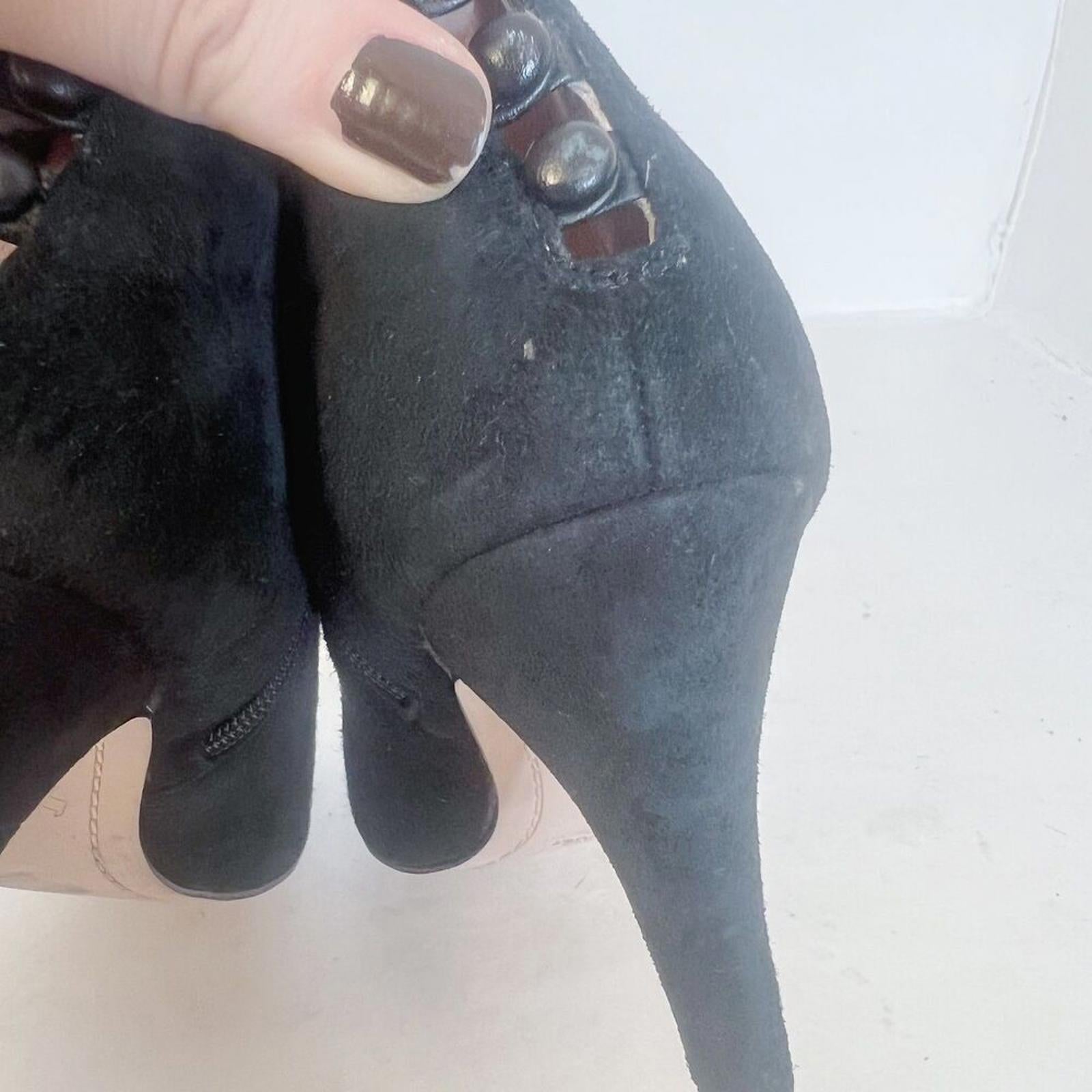 Ted Baker Black Suede Stiletto Ankle Boots Booties Women's Size 7