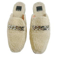 Dolce Vita Pela Cream Sherpa Mule Flat Silver Chain Women's Size 8