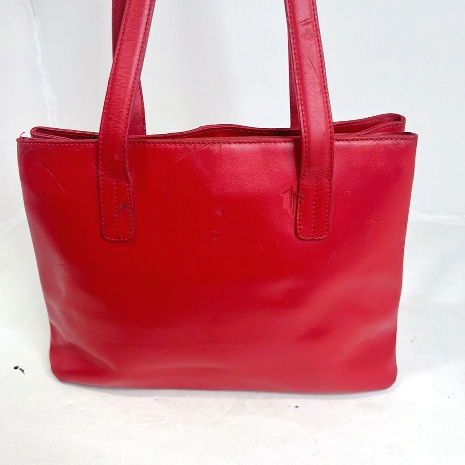 Furla Vintage Red Leather Shoulder Bag Handbag Purse Candy Apple Cherry