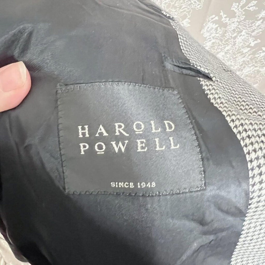 Cashmere Harold Powell Men's Houndstooth Blazer Sportcoat Suit Jacket Size 46