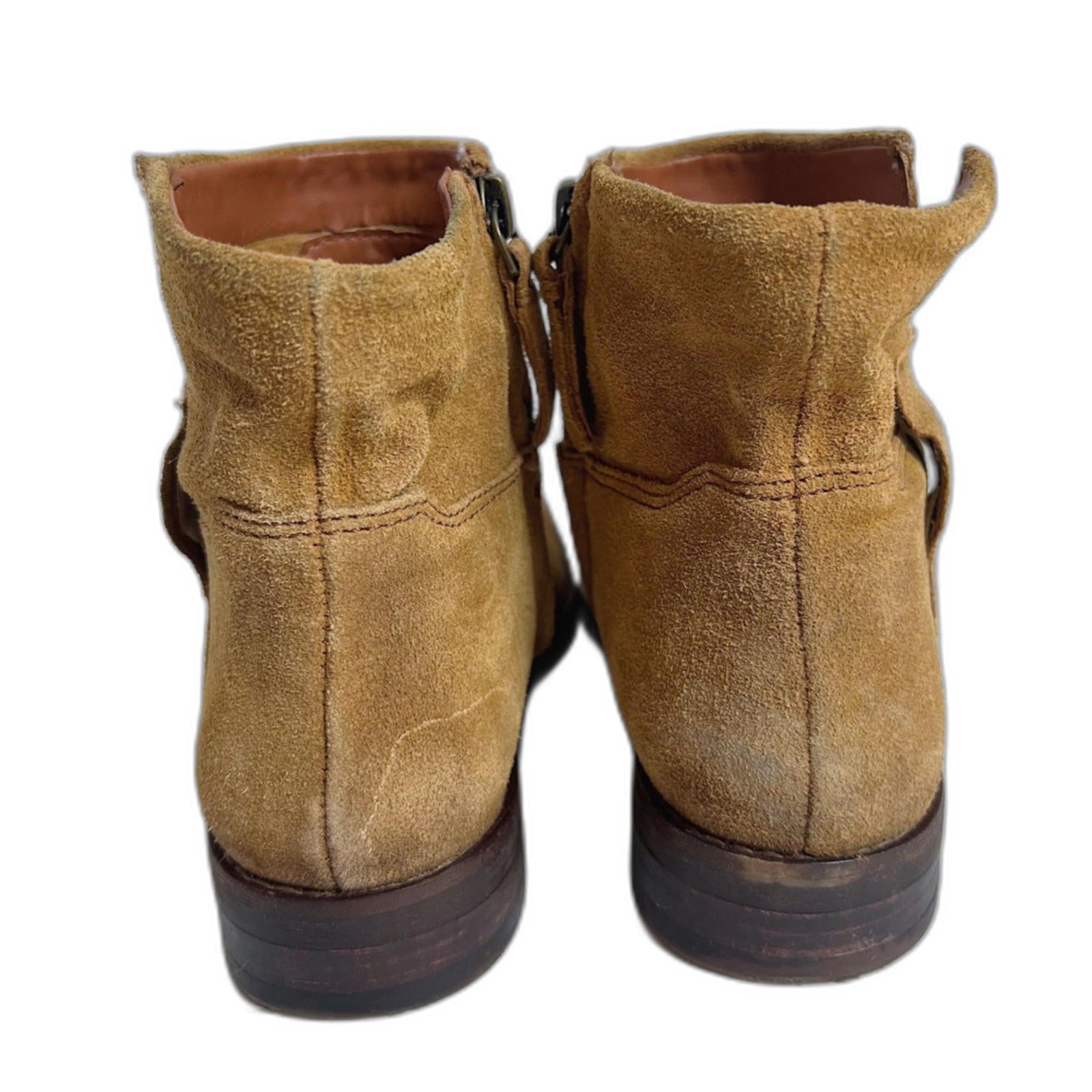 Franco Sarto Malina Tan Suede Ankle Boots Light Brown Booties Women's Size 7
