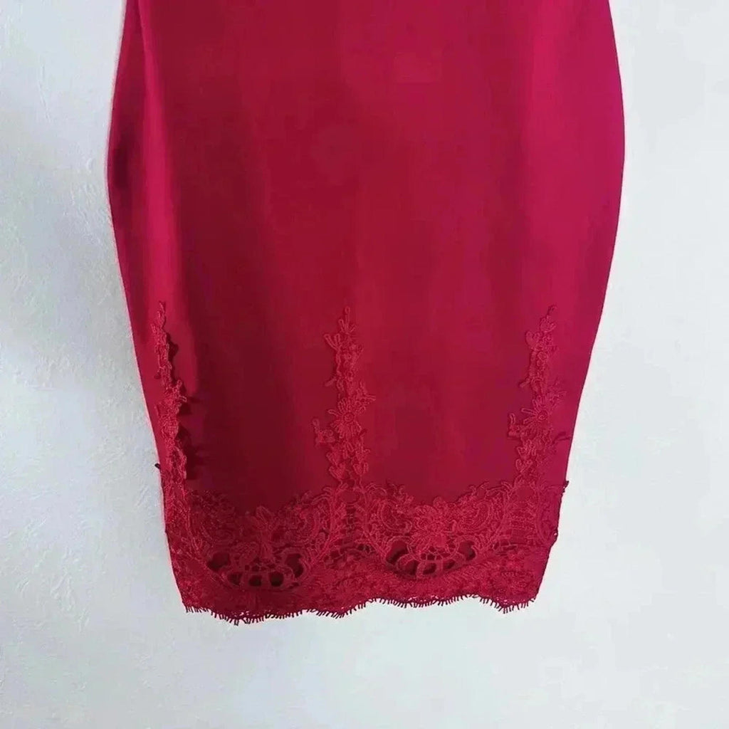 NWT Haute Monde Red Lace Bodycon Dress Women's Size M