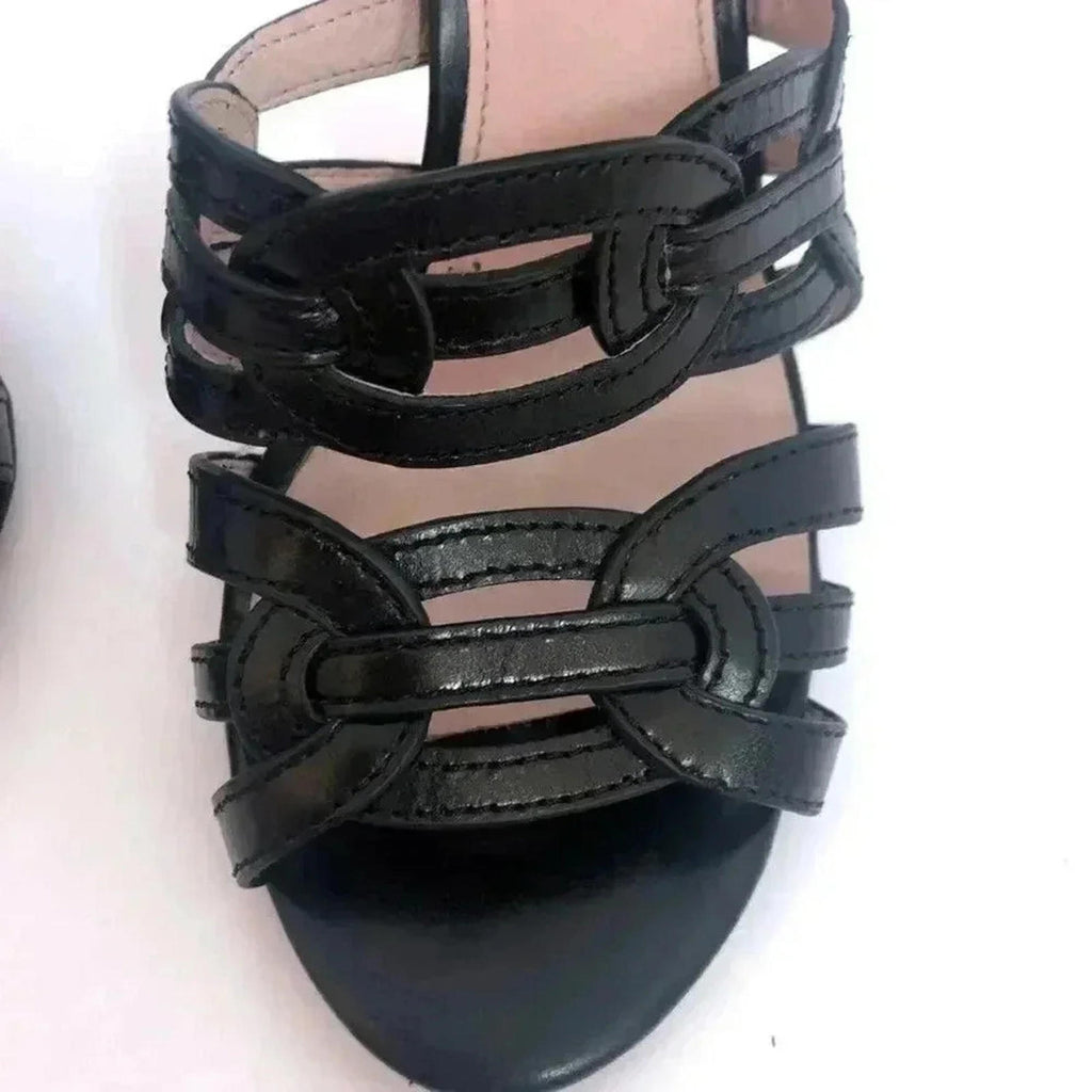 Louise et Cie Katy Black Leather Stiletto Strappy Sandal Pump Heel Size 7.5 US