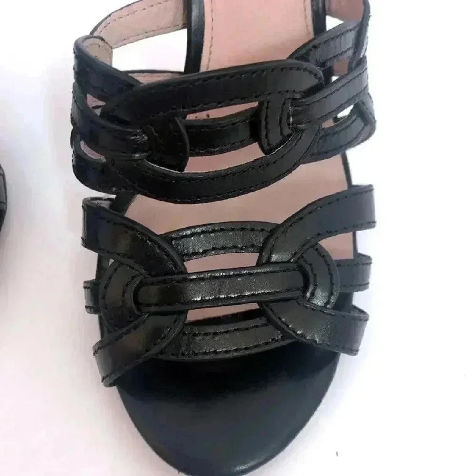 Louise et Cie Katy Black Leather Stiletto Strappy Sandal Pump Heel Size 7.5 US