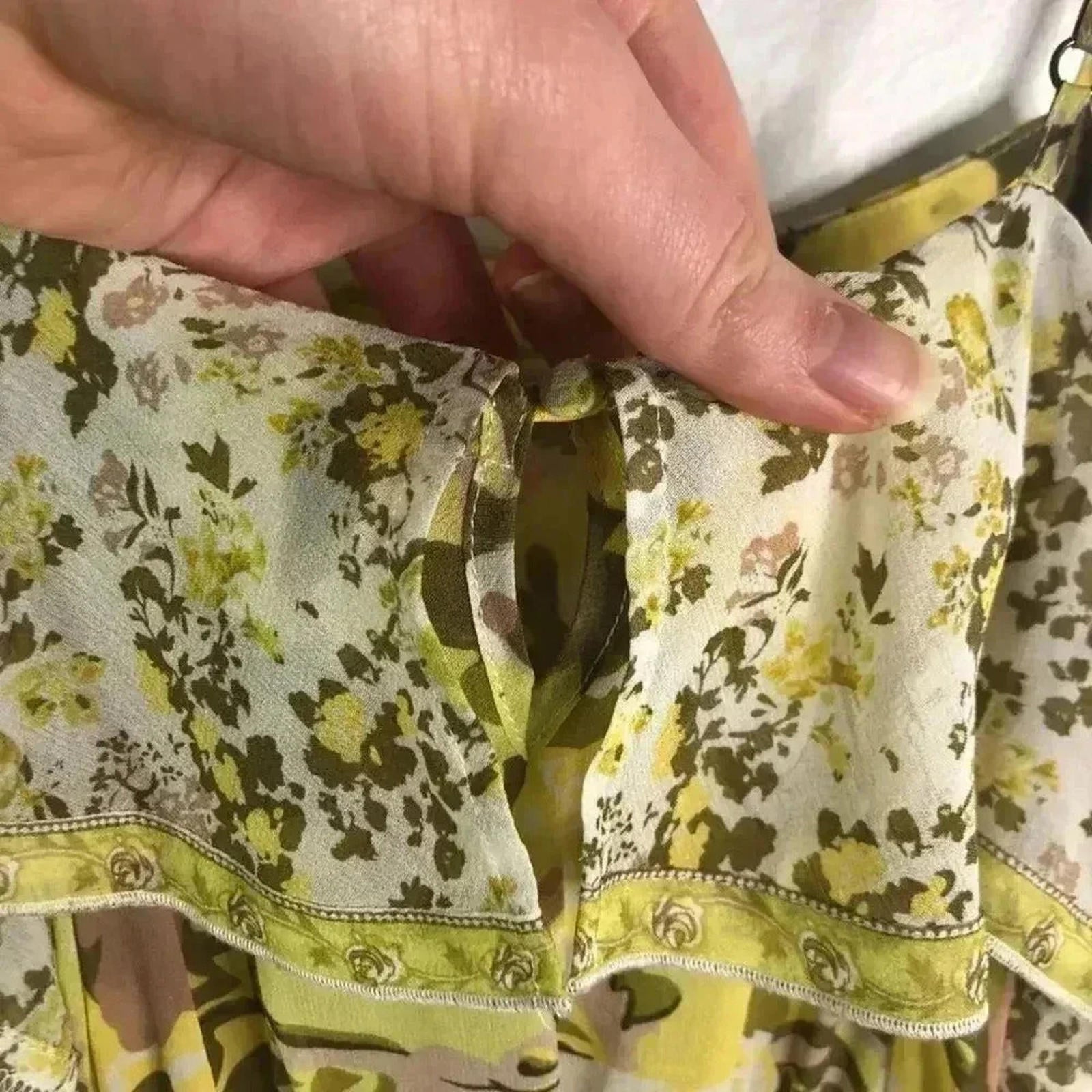 Joie Silk Yellow Floral Ruffled Dress Cottagecore Coquette Fairy Women's Size S