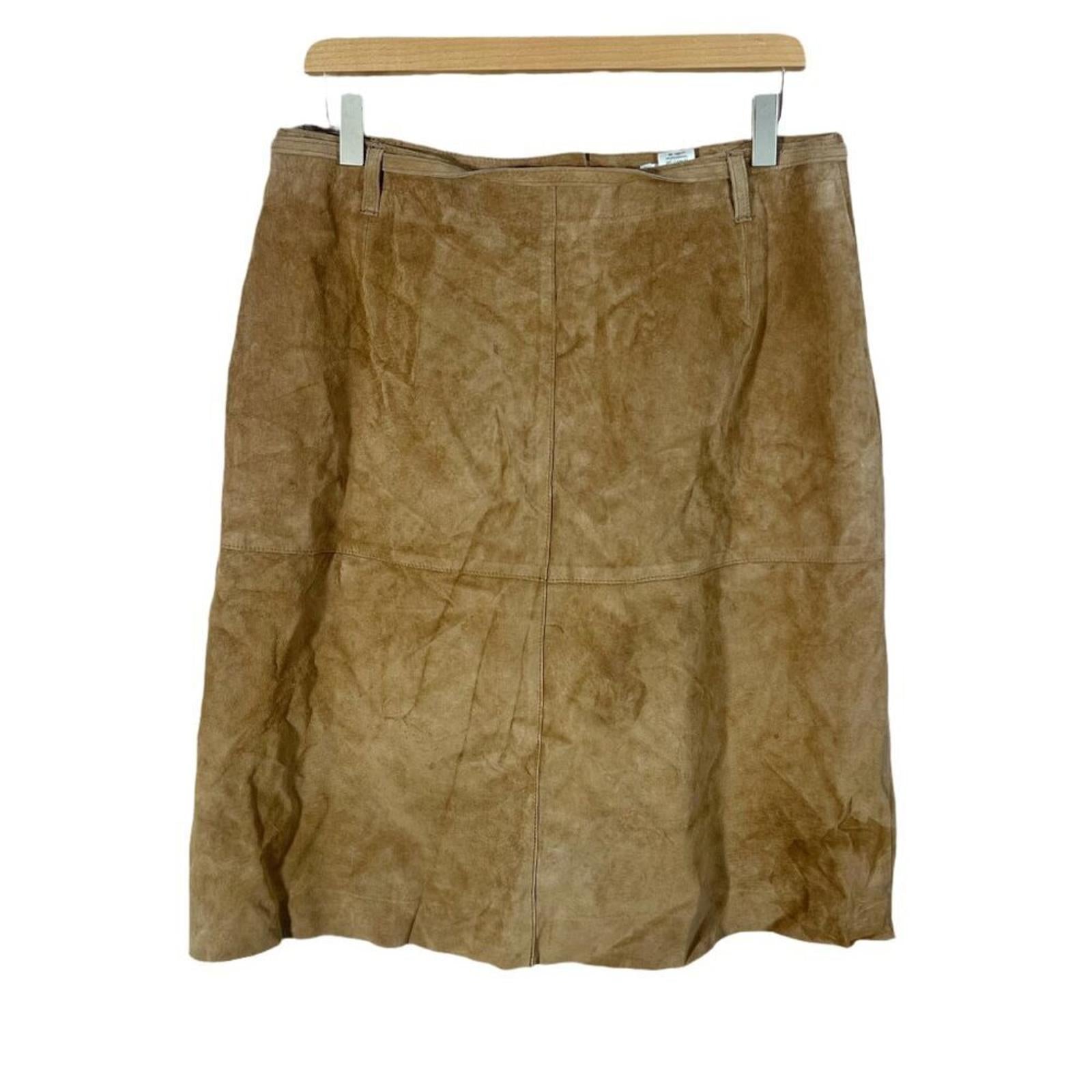 Isaac Mizrahi For Target Brown Leather Knee Length Skirt Women's Size 14