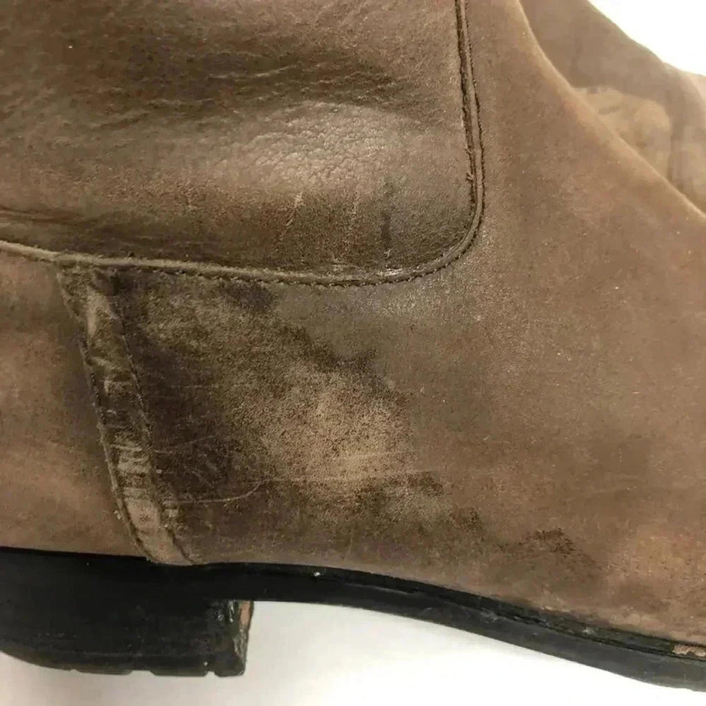 GAP Distressed Leather Mushroom Brown Leather Booties Buckle Moto Boot