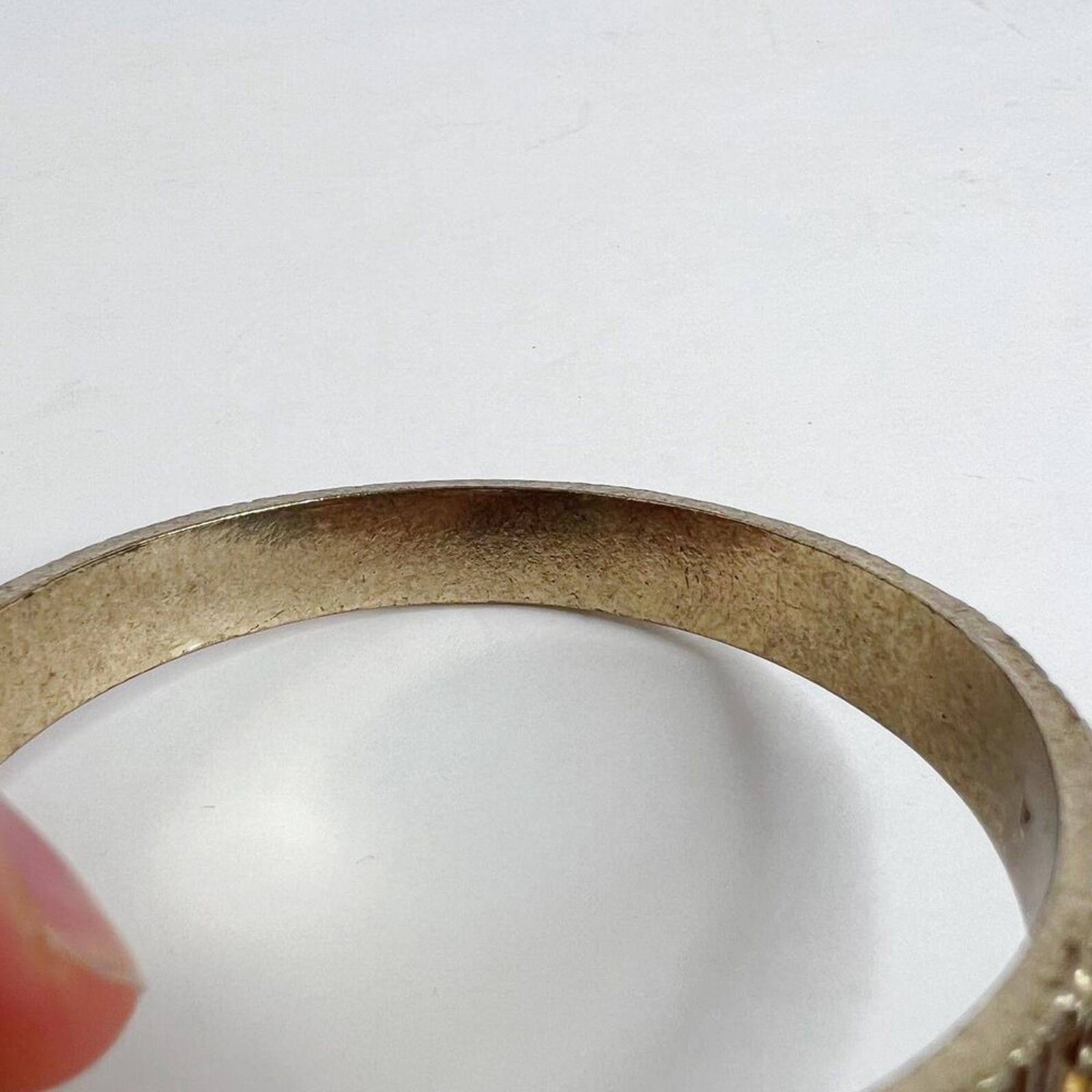 Gold Embossed Bracelet Bangle Rhinestone Flowers Boho Chic Bohemian