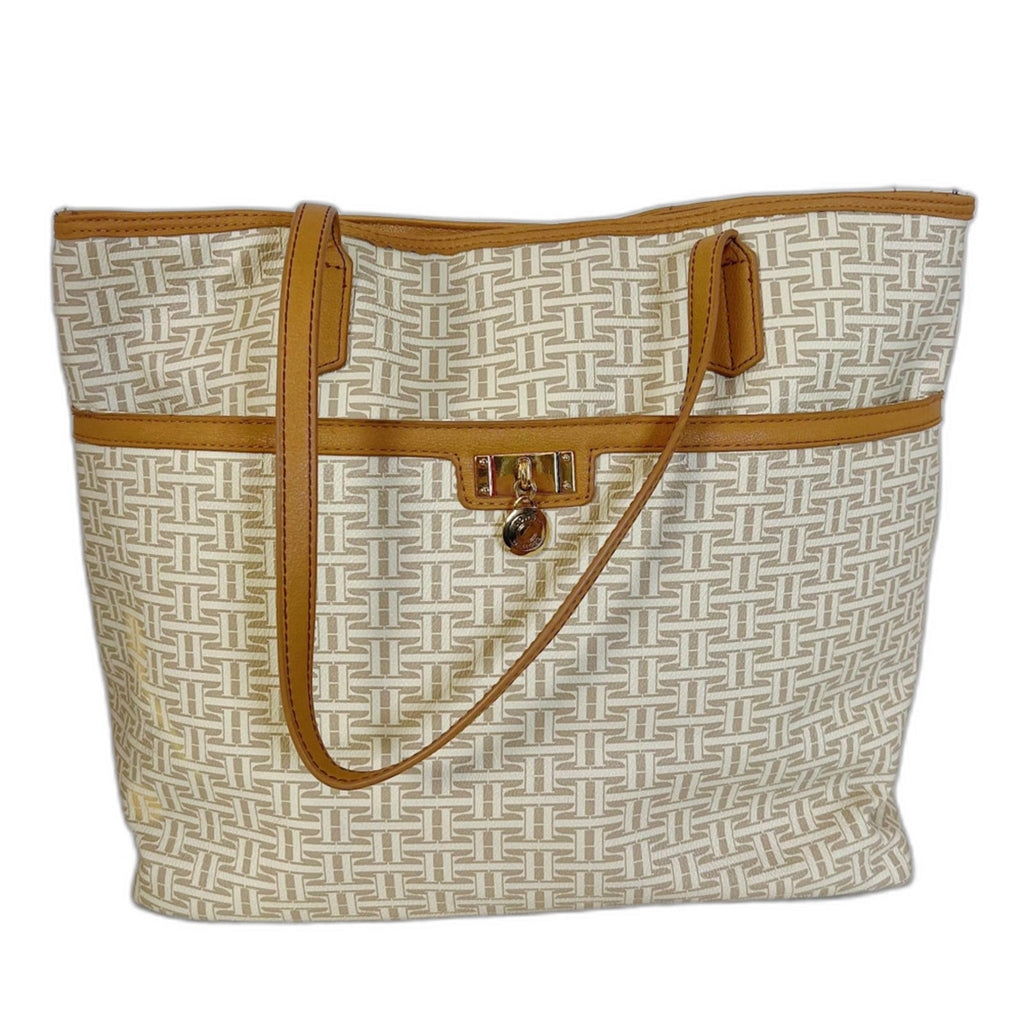 Tommy Hilfiger Monogram Tan Tote Bag Purse