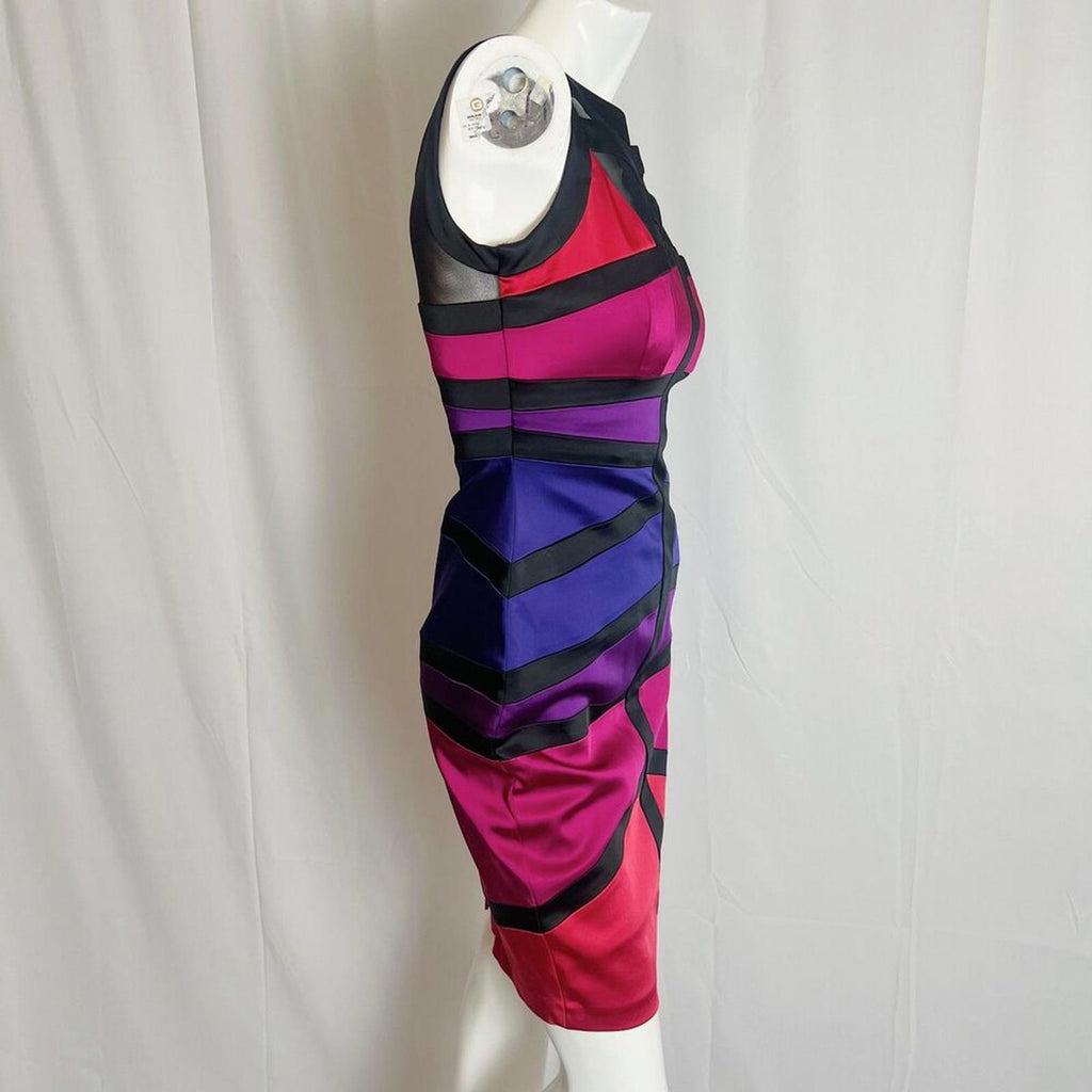 y2k Jax Colorblock Sheath Dress Mesh Bodycon Clubbing Women's Size 4