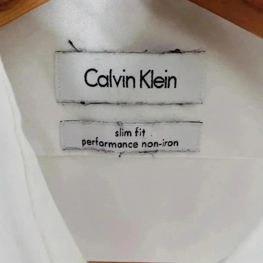 Calvin Klein White Button Up Long Sleeve Shirt Business Casual Office Size 15"