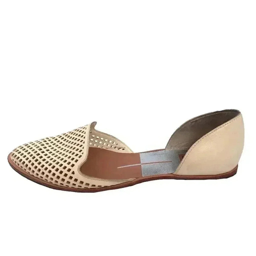 Dolce Vita Laynie D'Orsay Cream Leather Pointed Toe Flats Sandal Size 7.5