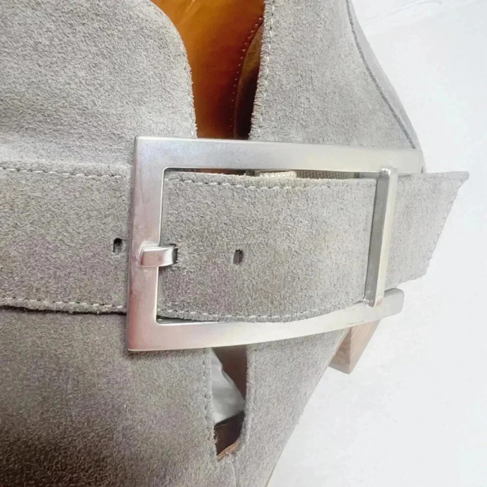 Aquatalia Like New Filomena Grey Suede Buckled Booties Women's Size 8.5
