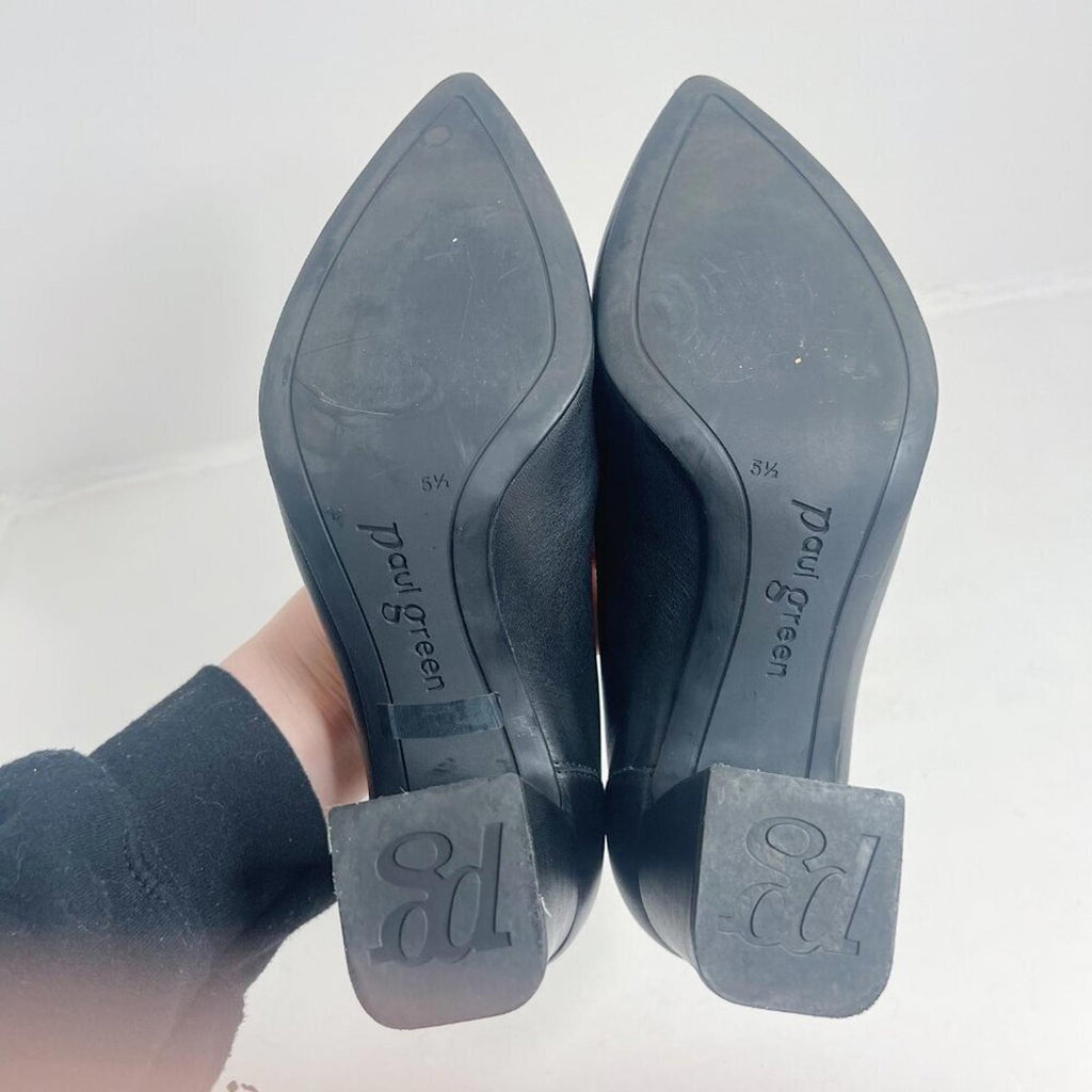 Paul Green Kami Ocean Softnappa Black Leather Pumps Pointed Toe Heels Size 8