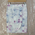 Anthropologie Kimmie Tie-Dyed Tulip Skirt Blue and Purple Denim Midi Size 4