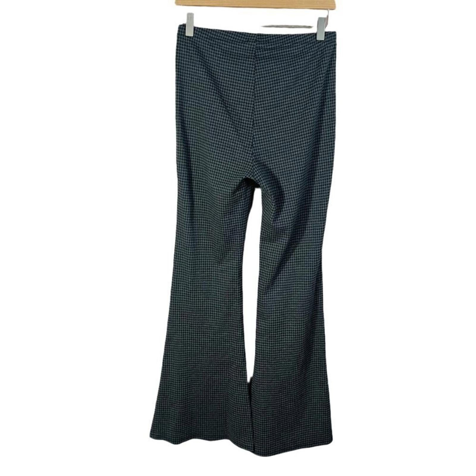 Bear Dance Black and Grey Houndstooth Flared Pants Women's Size L
