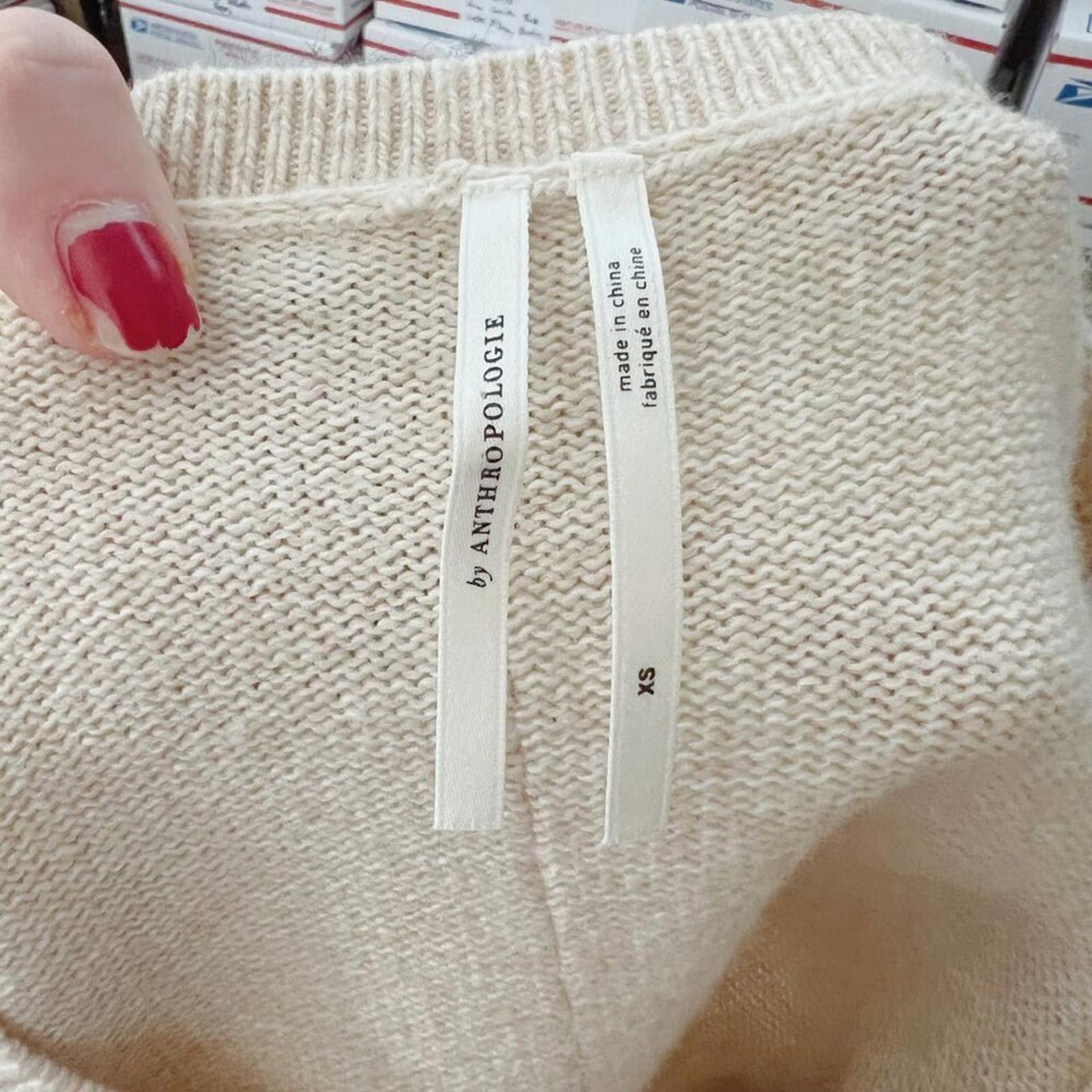 Anthropologie Cream Short Sweater Dress Knit Dress Women's Size XS