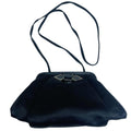 Vintage Sharif Black Satin Evening Bag Clasp Shoulder Bag
