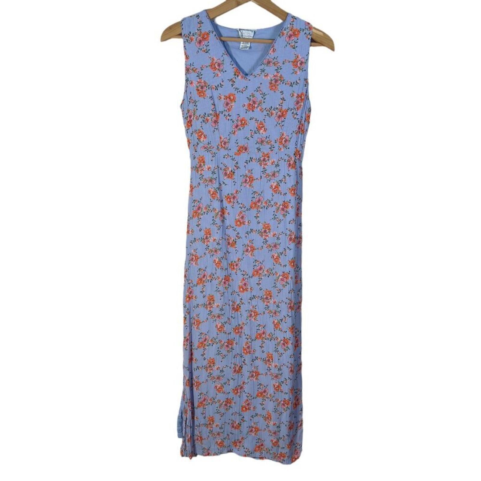 y2k Vintage April Cornell Purple Lilac and Orange Floral Maxi Dress Size S