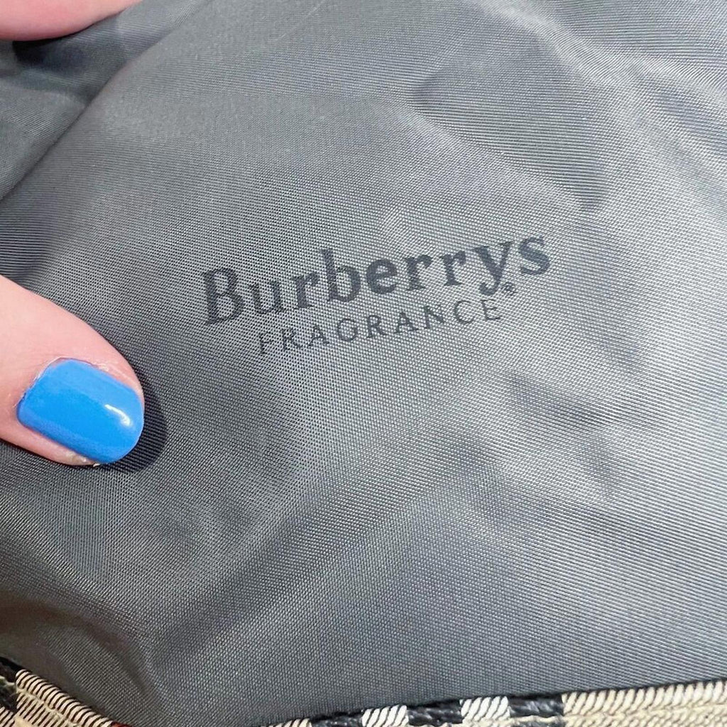 Vintage Burberry RARE Makeup Bag Toiletry Bag Grey Burberry Check Plaid