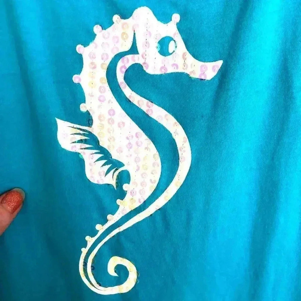 Sperry Sequin Seahorse Tank Dress Swim Coverup Beach Vacation Women's Size S