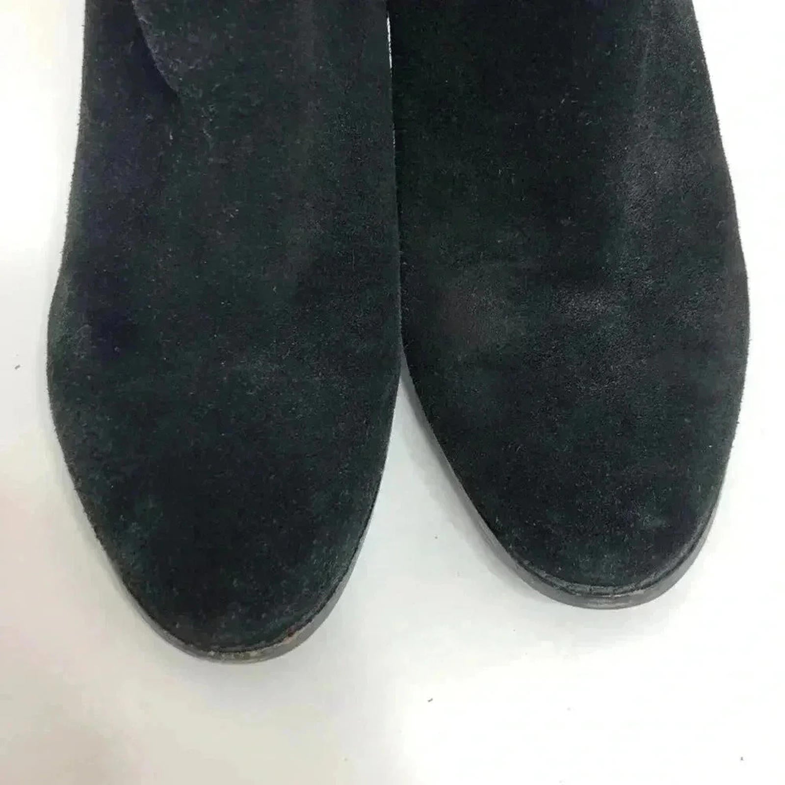 Gianni Bini Black Suede Buckled Heeled Booties Ankle Boots Women's Size 7
