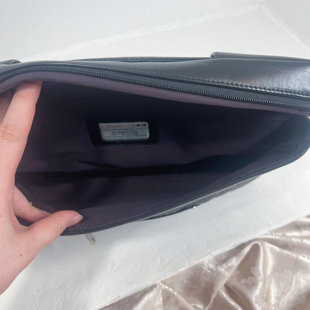Knomo London Alfie Laptop Bag Briefcase Work Bag Black Leather Quilted Grey